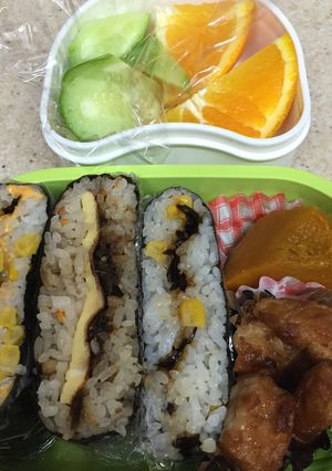 きのことコーン、昆布の佃煮おにぎらず二種-レシピのメイン写真