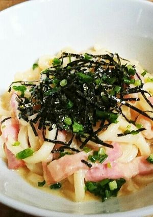 和風が美味しい♪カルボナーラうどん-レシピのメイン写真