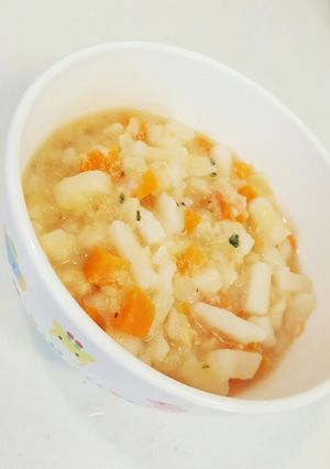 離乳食中期☆鮭と野菜の味噌煮込みうどん-レシピのメイン写真