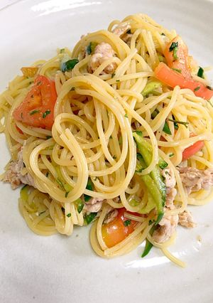 簡単なさっぱりポン酢使用冷たいパスタ-レシピのメイン写真