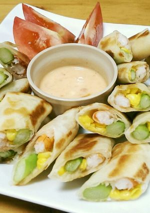 スイチリマヨで～海老とアスパラの春巻き♪-レシピのメイン写真