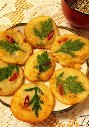 フライパン焼きよもぎ味ポテトおやつ-レシピのメイン写真