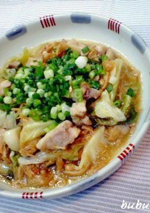 鶏ももとキャベツのなめ茸レンジ蒸し-レシピのメイン写真