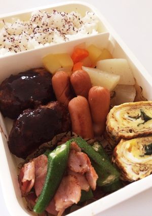 毎日男弁当⁂ハンバーグ弁当-レシピのメイン写真