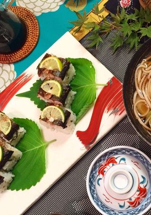 秋の味覚、焼き秋刀魚の超簡単棒寿司-レシピのメイン写真