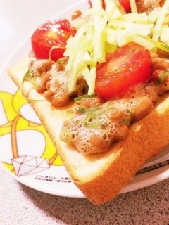 和風 食パンと納豆の朝ごはん♪-レシピのメイン写真