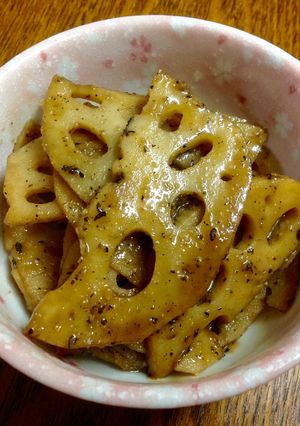 薄切りれんこんのきんぴら★ごま和え-レシピのメイン写真
