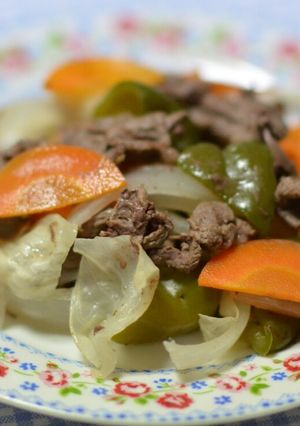 タジン鍋で牛野菜蒸し-レシピのメイン写真
