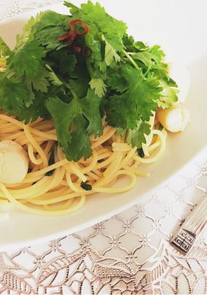 ウェイパーで簡単♪帆立とパクチーのパスタ-レシピのメイン写真