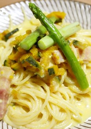 秋・カボチャのカルボナーラ-レシピのメイン写真