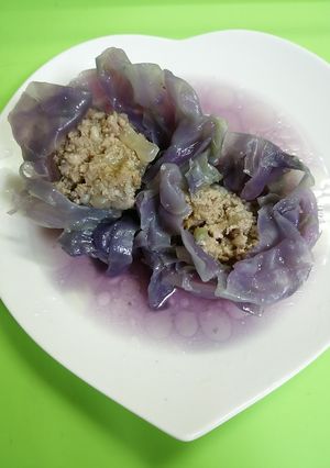 お花のような紫ロールキャベツ-レシピのメイン写真