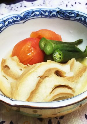 車麩とトマト、オクラの煮物-レシピのメイン写真