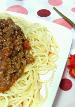 給食の♡簡単レトロな♡ミートソーススパ-レシピのメイン写真