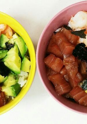 アボカド・エビ・マグロの3色丼-レシピのメイン写真
