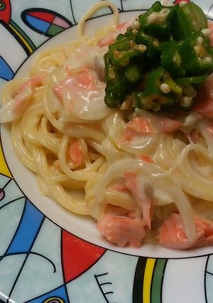 鮭と玉葱のクリームスパゲッティ-レシピのメイン写真