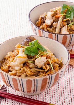 おかきでもっちり♪鶏とまいたけのおこわ風-レシピのメイン写真