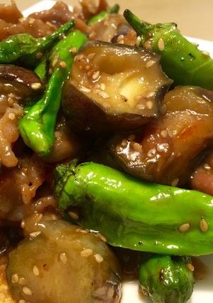 豚肉と茄子、ししとうの胡麻味噌炒め♬-レシピのメイン写真
