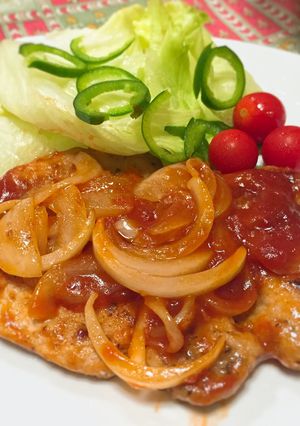 りんごバターで柔らかポークチャップ-レシピのメイン写真