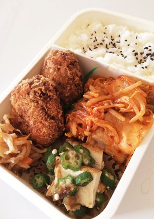 毎日男弁当⁂豚キムチ＆メンチカツ弁当-レシピのメイン写真