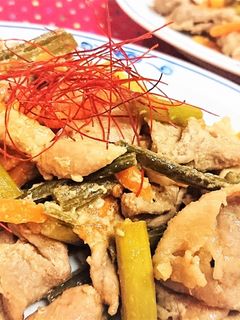 食欲↑【豚肉とにんにくの芽のピリ辛炒め】-レシピのメイン写真