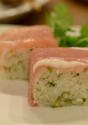生ハムとパクチーの押寿司-レシピのメイン写真