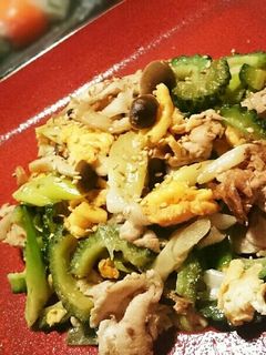 ゴーヤ.豚肉.しめじ.入り卵の中華炒め-レシピのメイン写真