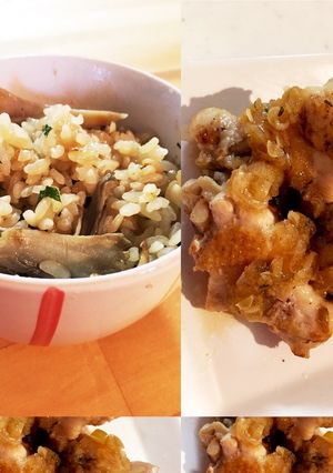 2品同時！鶏肉と舞茸の炊込みご飯と蒸し鶏-レシピのメイン写真