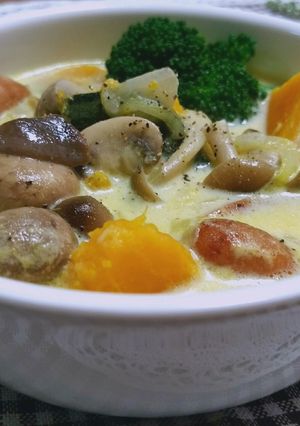 きのこタップリ具沢山♪食べるミルクスープ-レシピのメイン写真