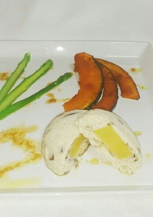 鶏肉のムースとさつま芋のかるかん風-レシピのメイン写真