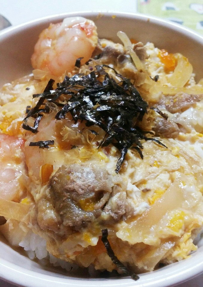 エビと豚の卵とじ!!仲良し丼ぶり-レシピのメイン写真