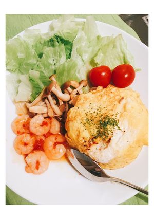 ラクしてごめんね♪オムエビチリプレート✨-レシピのメイン写真