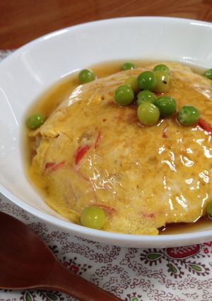 納豆チャーハンにカニカマ卵の中華あんかけ-レシピのメイン写真