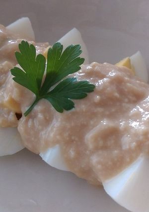 ゆで卵の豆腐ソースがけ-レシピのメイン写真