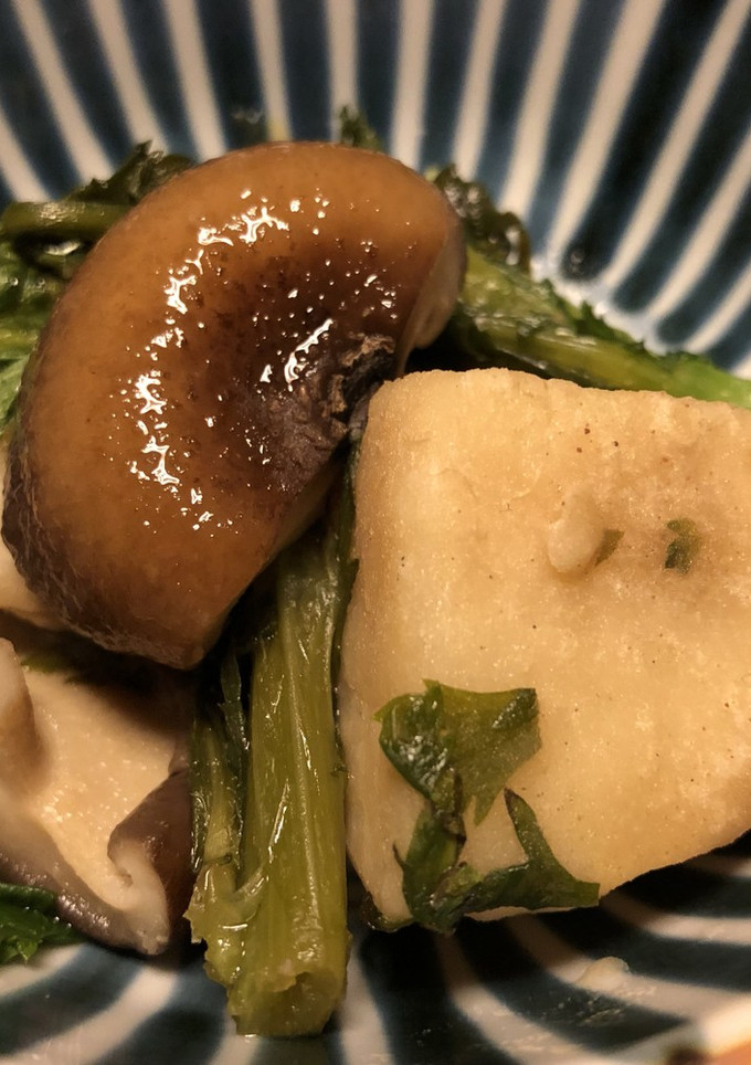 山の芋と春菊と椎茸の煮物-レシピのメイン写真