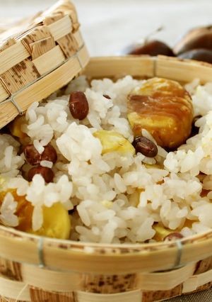 味覚の秋!レンジで簡単!小豆入り栗おこわ-レシピのメイン写真