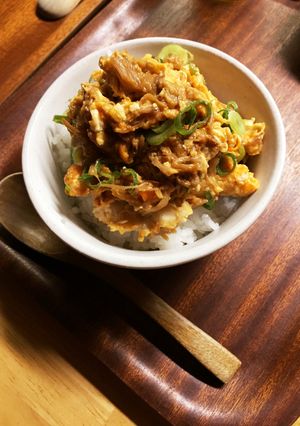 忙しい朝になめたけ卵ごはん-レシピのメイン写真