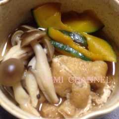 รูปของ しめじとうす揚げとかぼちゃの煮物