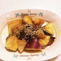 รูปของ 炊飯器で☆さつまいもとりんごの大学芋