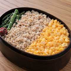 A picture of 秒速甘くな～い2色そぼろ弁当.