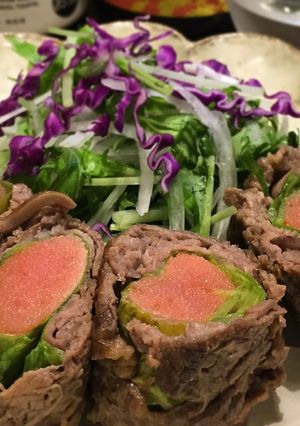 博多風♬ 牛肉の 明太レタス巻き-レシピのメイン写真