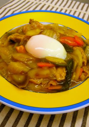 温泉たまごON八宝菜-レシピのメイン写真