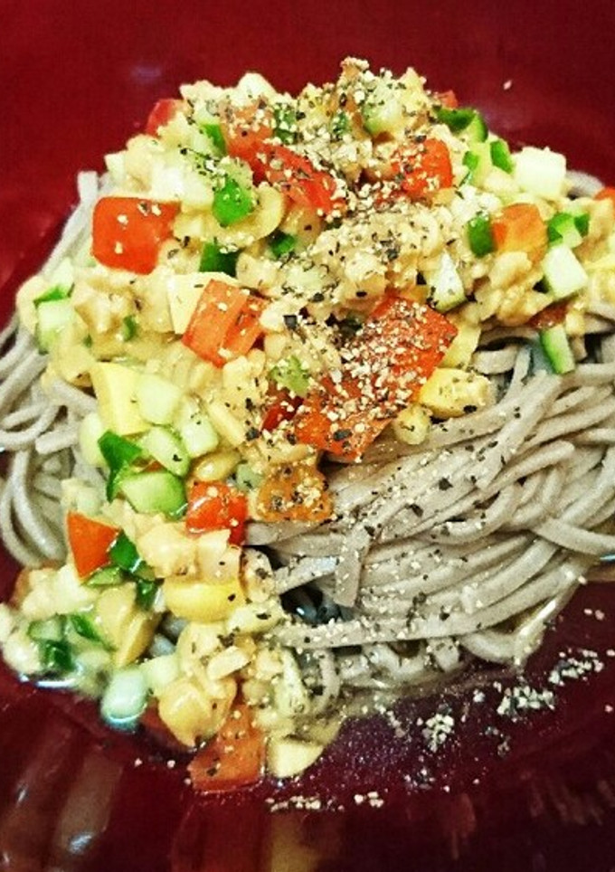 納豆と夏野菜のだしかけヘルシー♪蕎麦-レシピのメイン写真