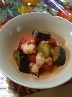 タコとなすとトマトのにんにく醤油炒め♪-レシピのメイン写真