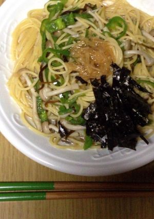 簡単！なめ茸の。和風スープパスタ-レシピのメイン写真