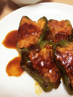 鶏胸肉でピーマンの肉詰め-レシピのメイン写真