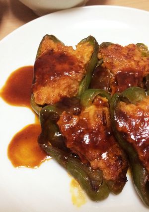 鶏胸肉でピーマンの肉詰め-レシピのメイン写真