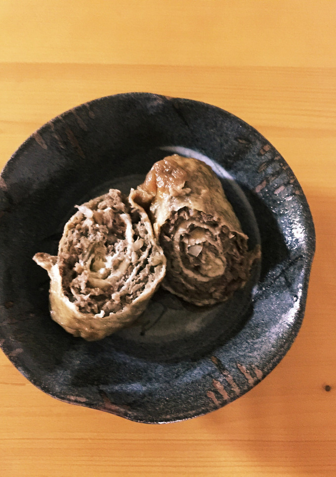 うすあげに挽き肉を巻いて甘辛煮♡-レシピのメイン写真