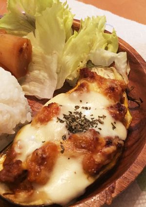 簡単！旨みジュワ！茄子のボート焼き-レシピのメイン写真