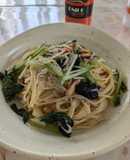 簡単！ナッツしらす海苔鰹のパスタ