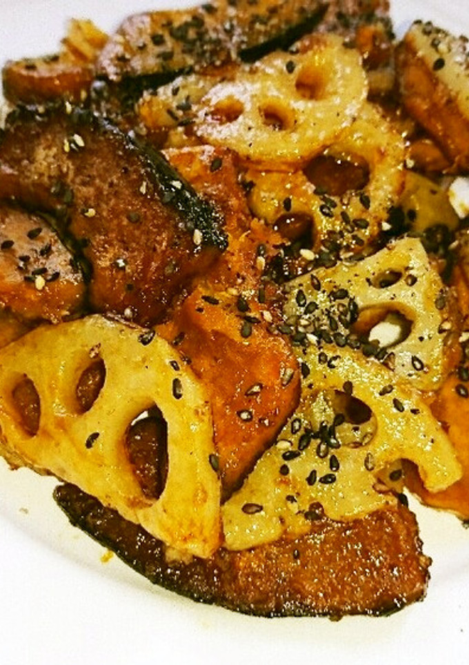 かぼちゃとれんこんの甘酢炒め-レシピのメイン写真